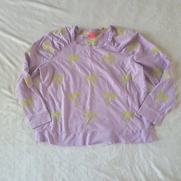 Lilly Pulitzer Aldean, sweatshirt with palm trees. - Picture 2 of 7